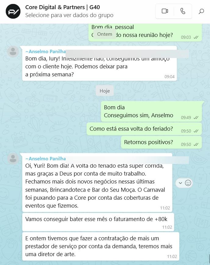 Core Digital — faturamento +80k, novos contratos