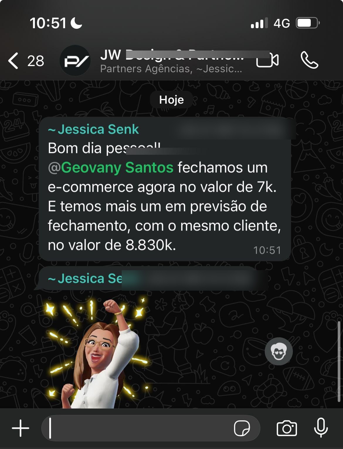 JW Design — e-commerce R$7k + previsão de R$8.8k