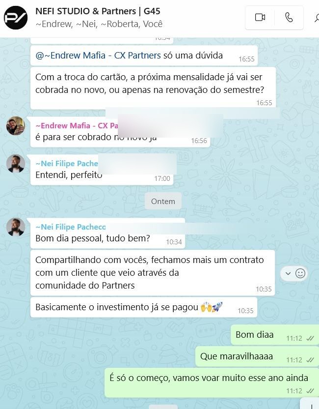 NEFI Studio — cliente via comunidade, investimento já se pagou